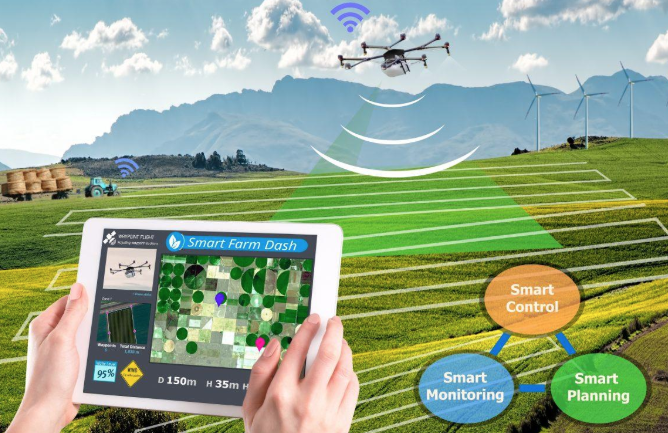 John Deere farm equipment using AI-driven precision agriculture in the field