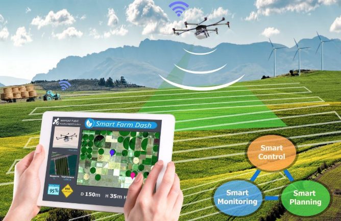John Deere farm equipment using AI-driven precision agriculture in the field